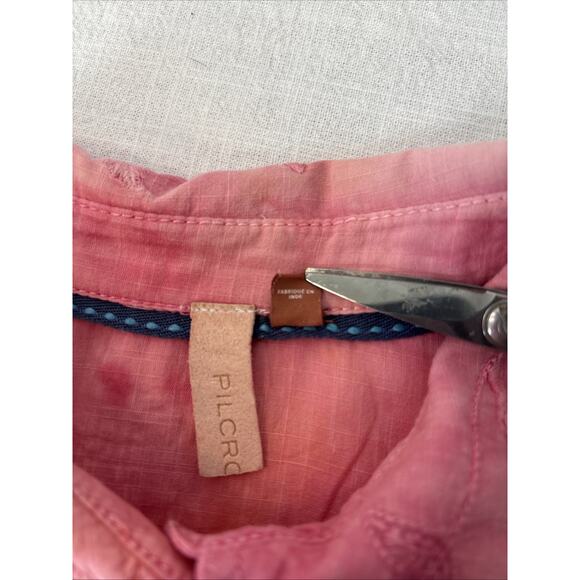 Anthropologie Pilcro Embroidered Tonal Pink Tie Dye Button Up S Boho Cottagecore - Picture 9 of 16